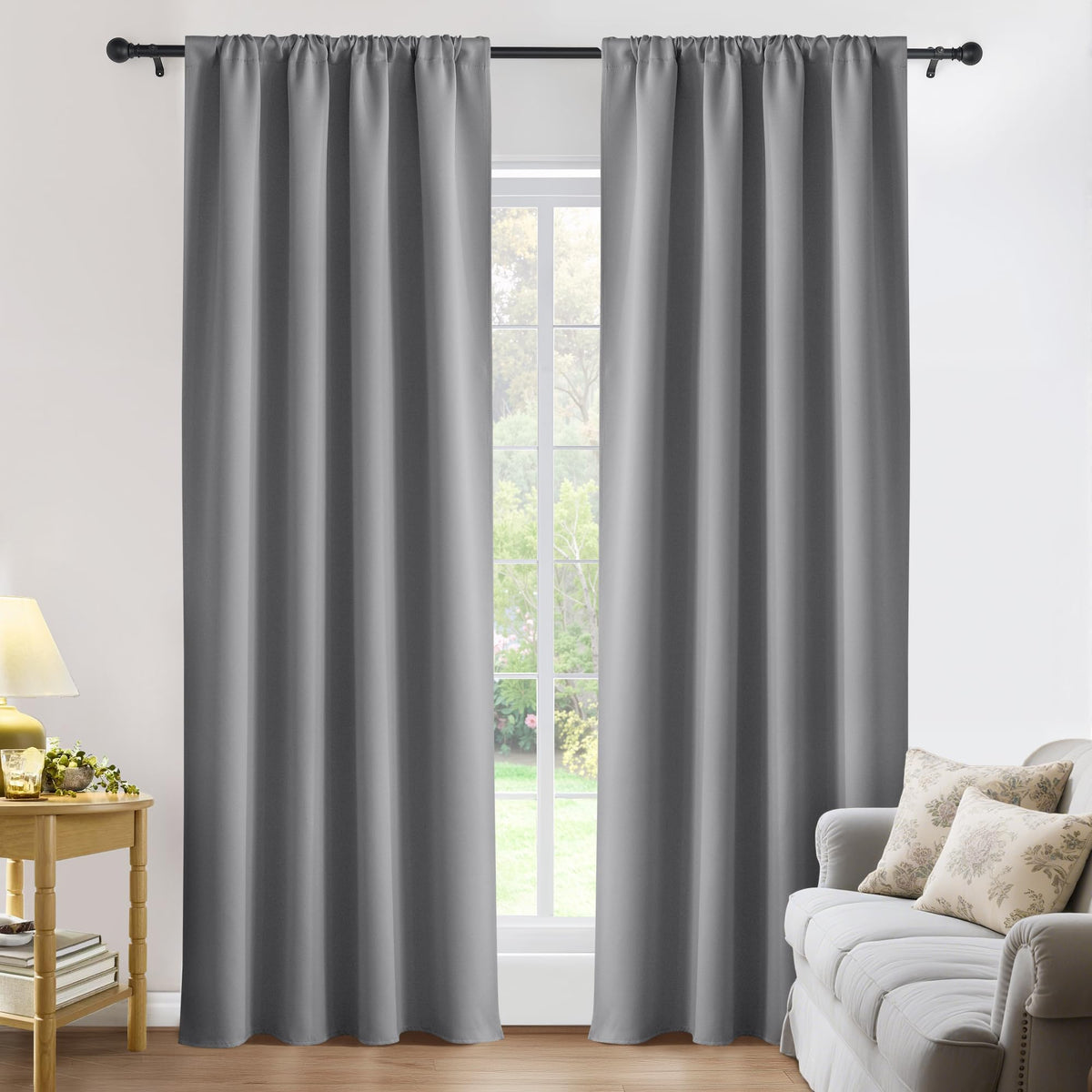 PONY DANCE Black Out Curtains 72 inch Long, Black, 2 Panels