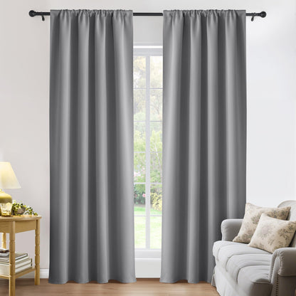 PONY DANCE Black Out Curtains 72 inch Long, Black, 2 Panels
