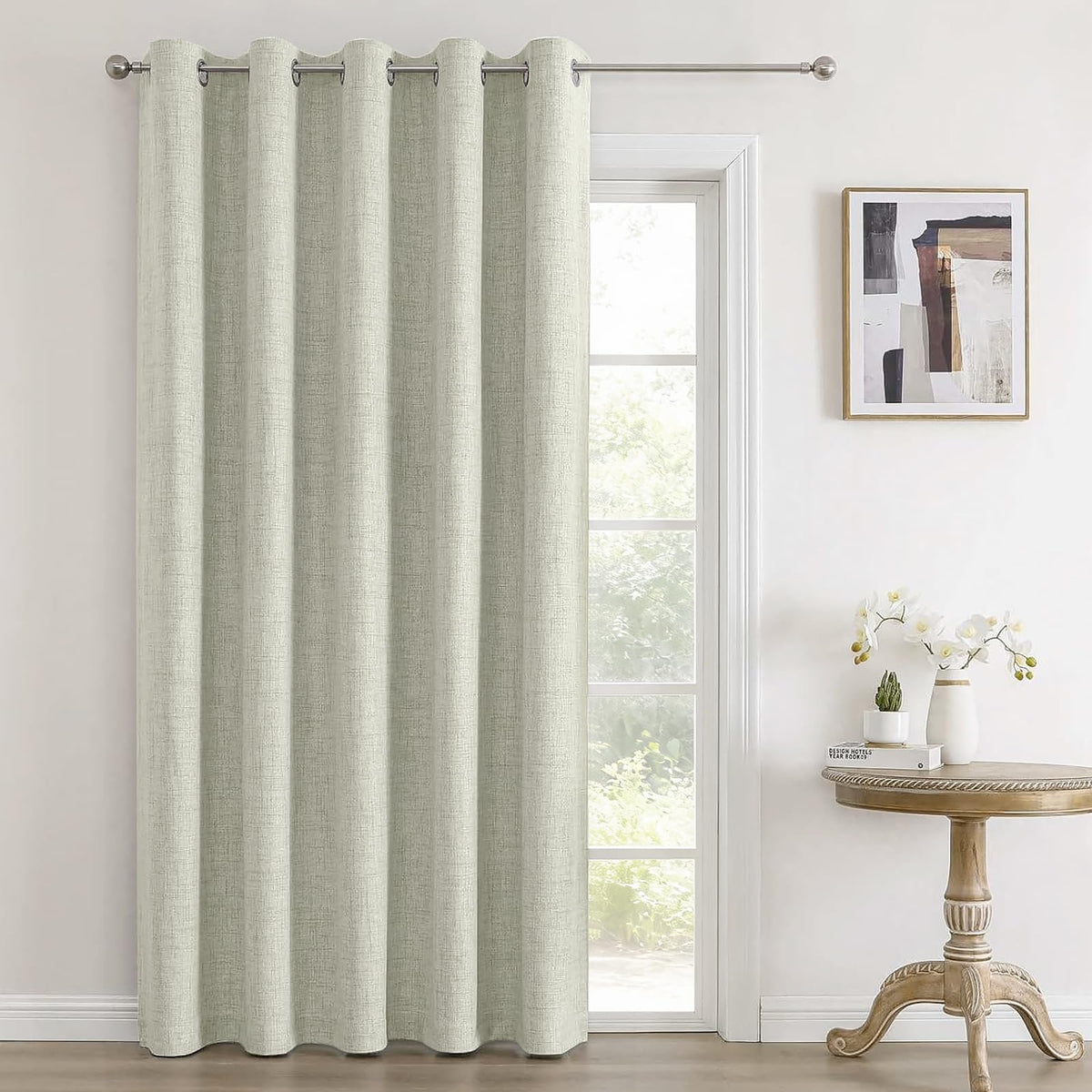 Joydeco 100% Blackout Curtains 63 Inch Length 2 Panels, Greyish White