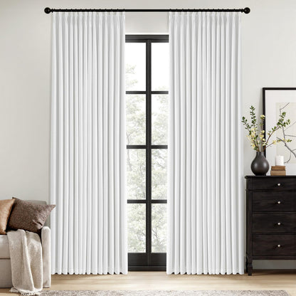 MIULEE Natural Pinch Pleated 100% Blackout Linen Curtains 40x84 Inches