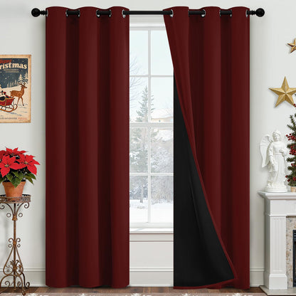 Yakamok Burgundy Red Blackout Curtains 84 inches Long for Bedroom 38" Wide