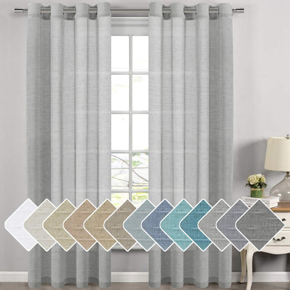 H.VERSAILTEX Natural Linen Sheer Curtains 84" 2 Panels Grommet