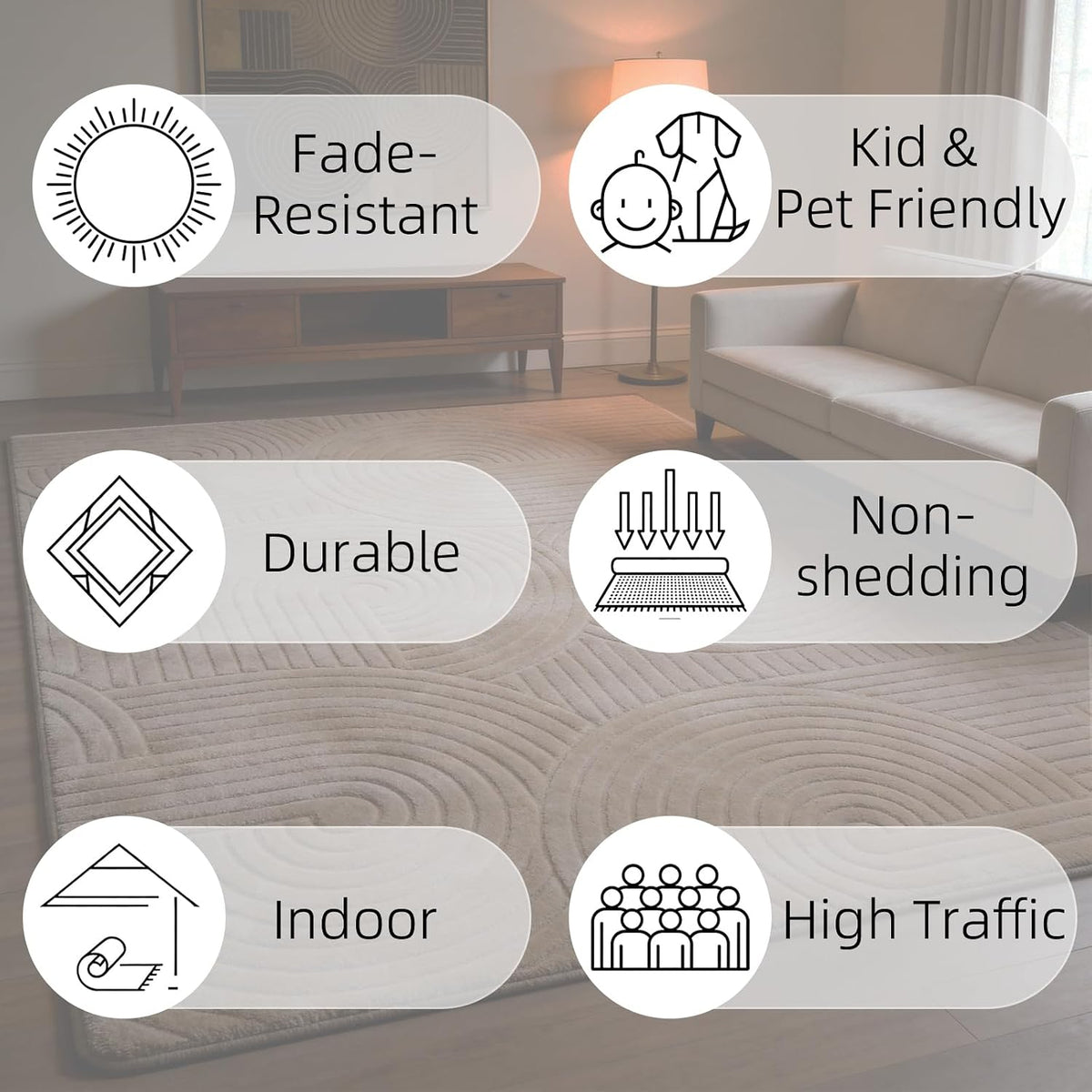 5x7 Grey Solid Color Area Rug, Modern Rugs for Living Room Bedroom