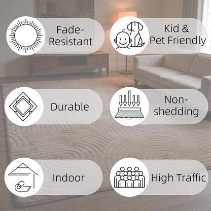 5x7 Grey Solid Color Area Rug, Modern Rugs for Living Room Bedroom