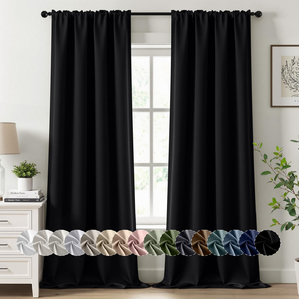 MIULEE Stone Blue Blackout Curtains for Bedroom Living Room 40"x63" 2 Panel