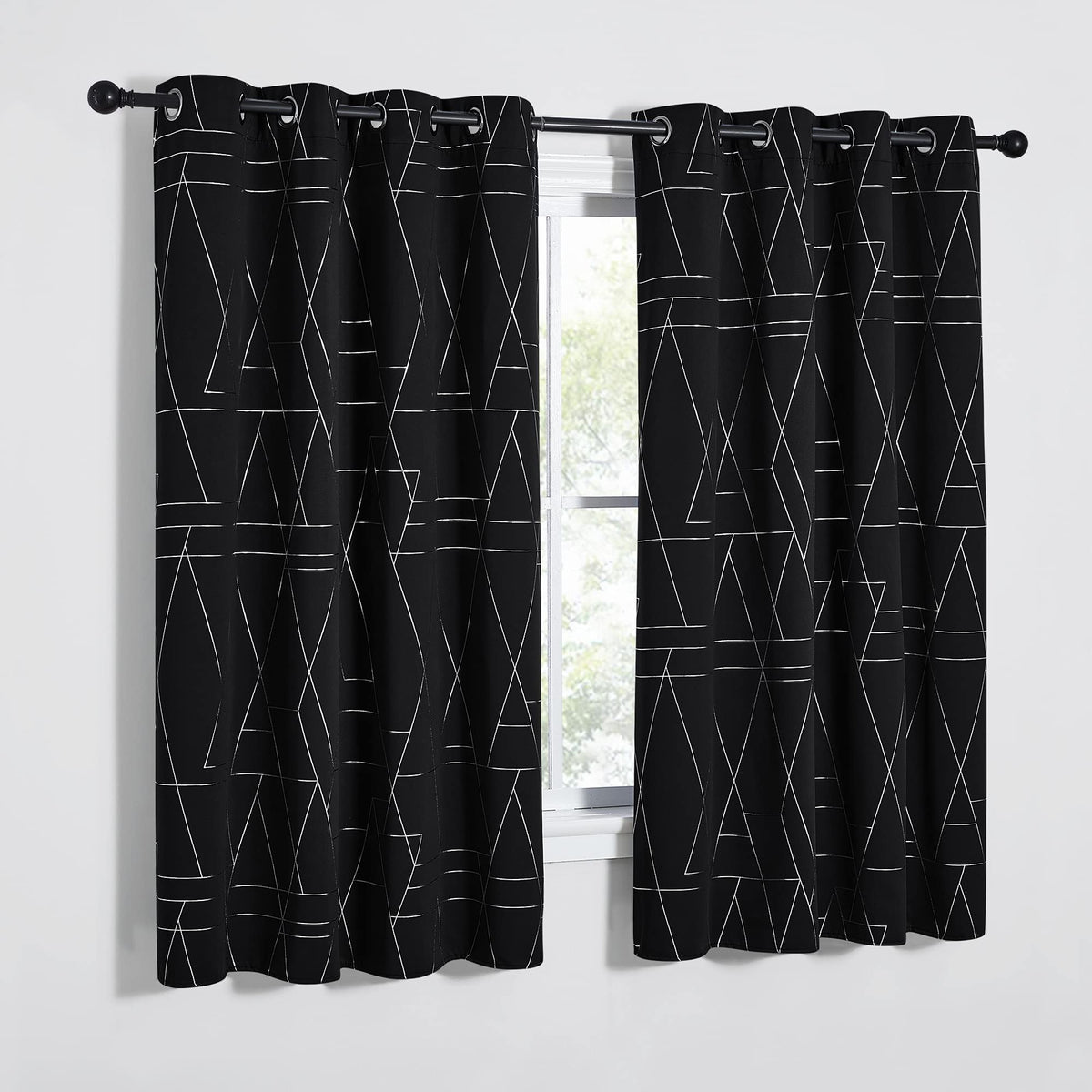 NICETOWN Grey Blackout Striped Pattern Curtains for Living Room, 52 x 84