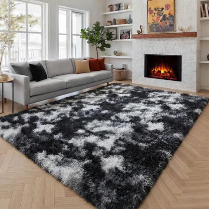 Fluffy Grey Rug for Bedroom 4x6, Modern Area Rugs for Kids Room Living Room
