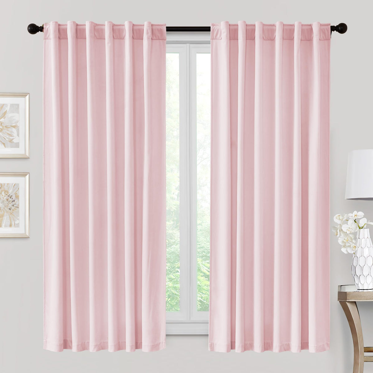 RYB HOME Blue Velvet Blackout Curtains for 84 inches Bedroom Living Room