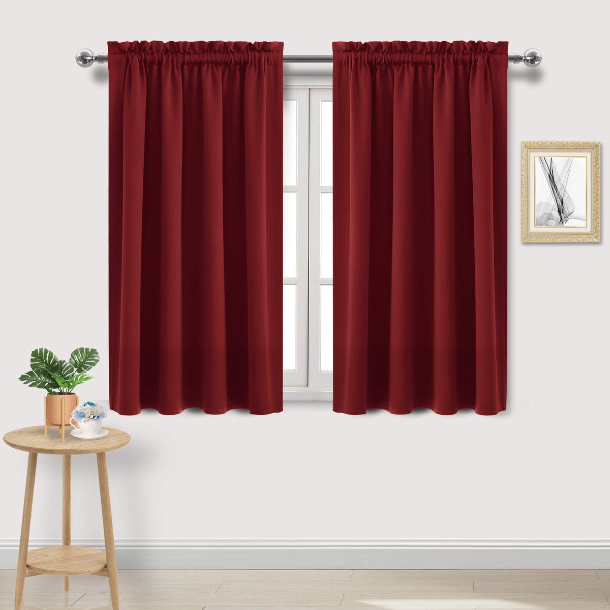 DWCN Blackout Curtains for Bedroom Living Room 42 x 63 Inch Long Black