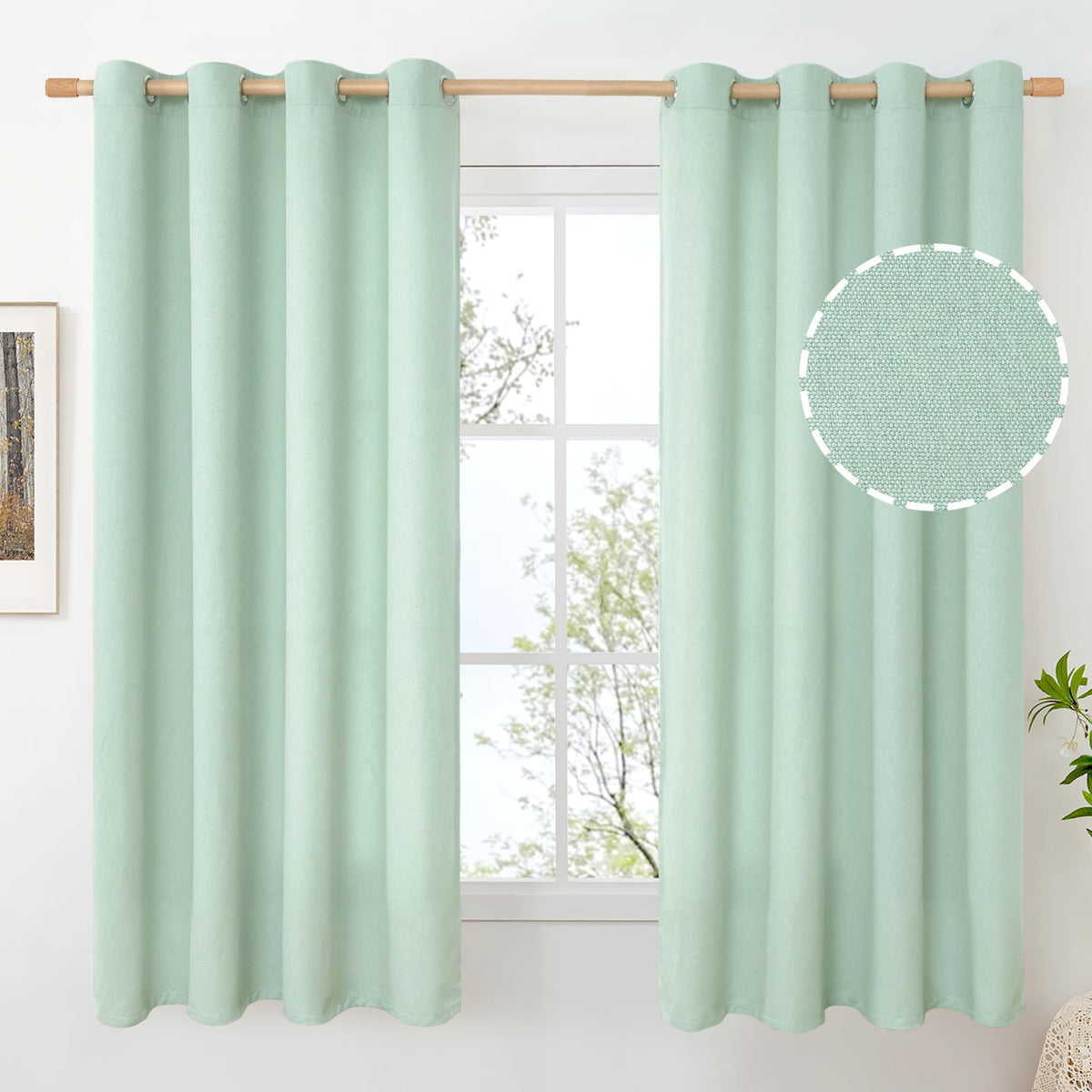 BGment Oatmeal Linen Curtains 84 Inch Length 2 Panels Set for Living Room