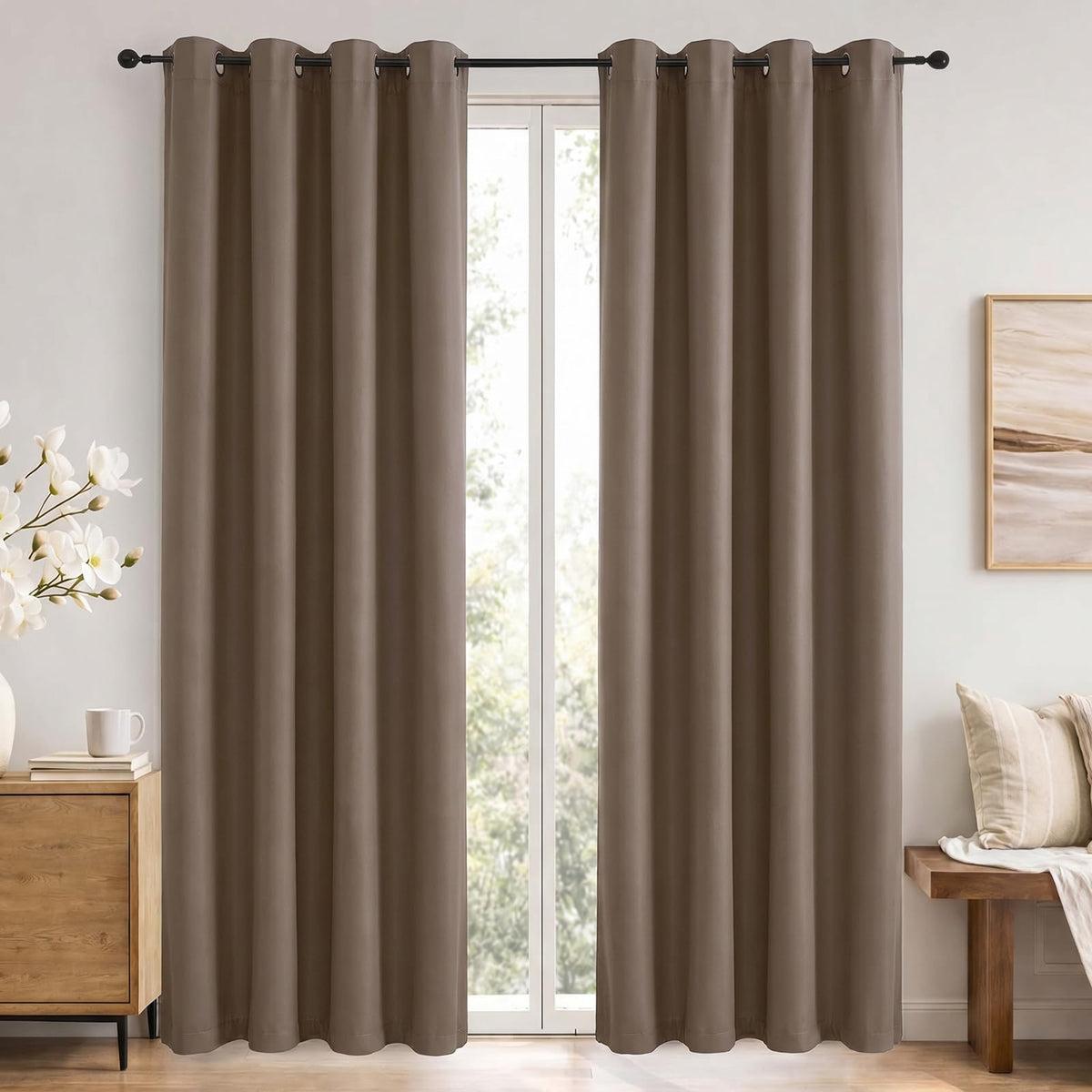 Simplebrand Sage Green Blackout Curtains 84 Inch Length 2 Panels Set for Bedroom/Living Room, Solid Room Darkening Thermal Insulated Grommet Energy Saving Window Treatment Drapes, Each 52" Wide