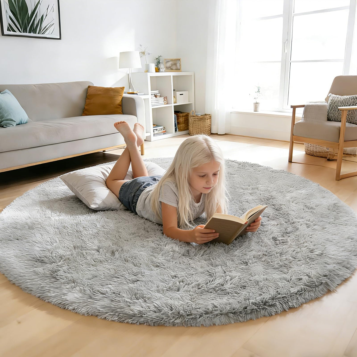8x10 Fluffy Area Rugs for Living Room,Black Large Shag Area Rug for Bedroom