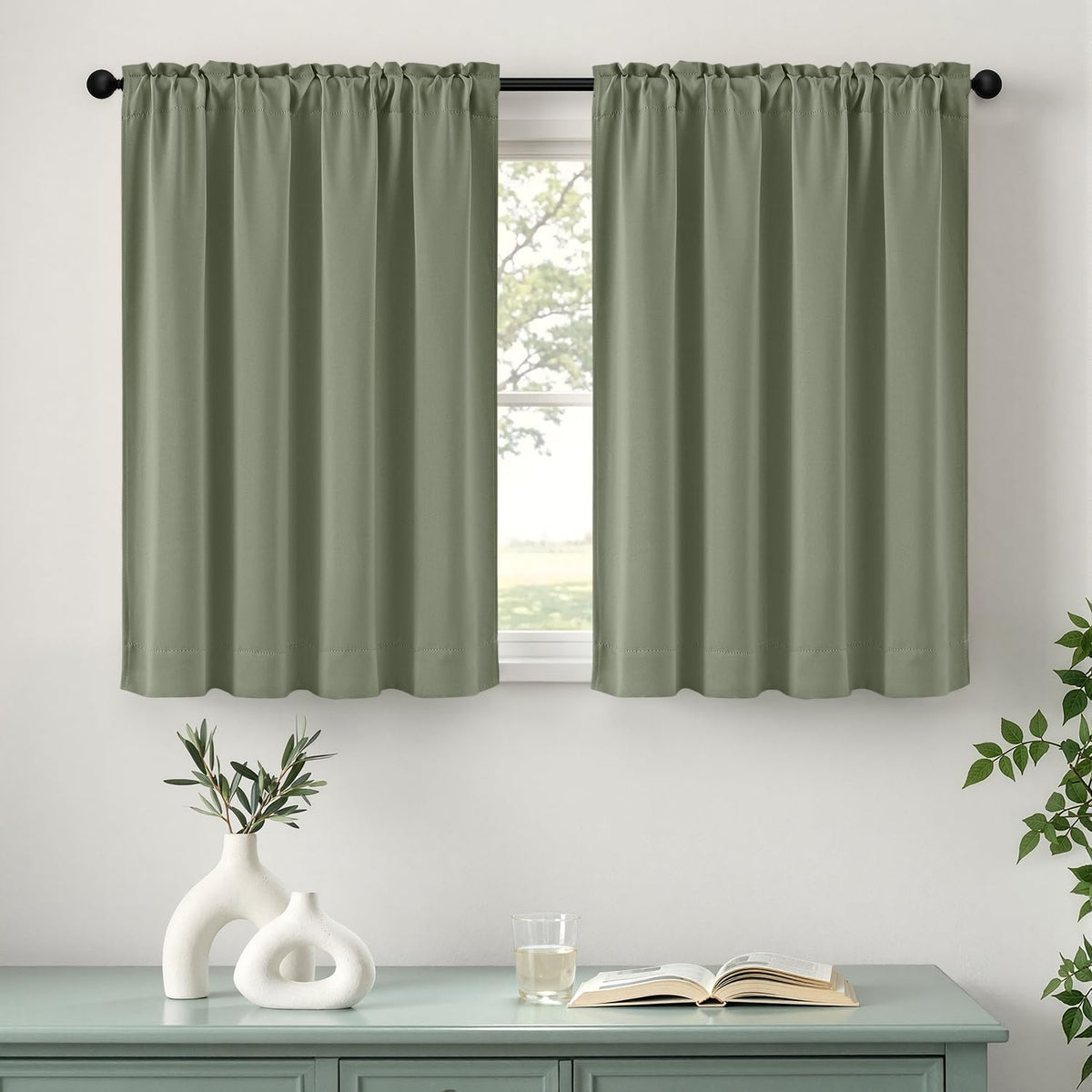 MIULEE Stone Blue Blackout Curtains for Bedroom Living Room 40"x63" 2 Panel