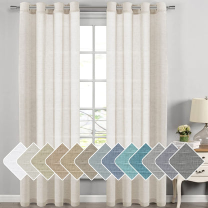 H.VERSAILTEX Natural Linen Sheer Curtains 84" 2 Panels Grommet