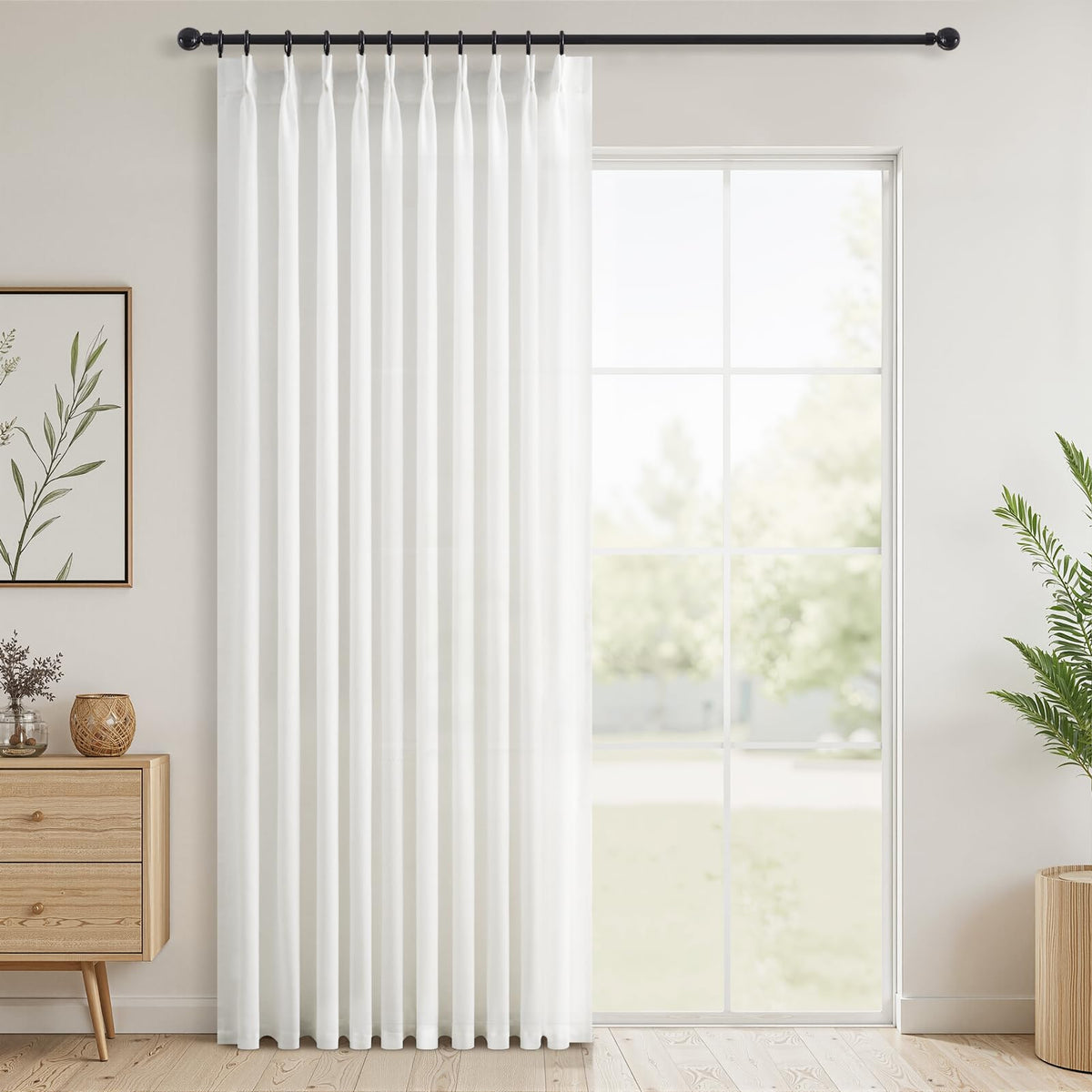 Topfinel Oatmeal Beige Pinch Pleated Curtains 84 Inches Long for Living Room 2 Panels Sets,Stone Washed Linen Earth Tone Decor Back Tab Boho Neutral Greige Earthy Sheer Curtain for Bedroom