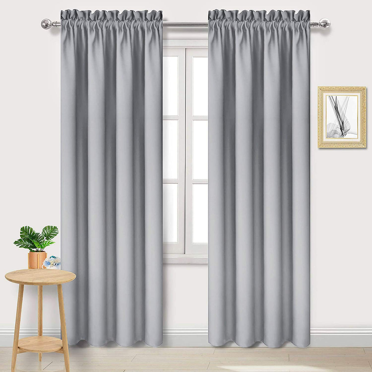 DWCN Blackout Curtains for Bedroom Living Room 42 x 63 Inch Long Black