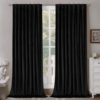 BGment Olive Green Velvet Blackout Curtains 52 x 84 Inch Length, 2 Panels