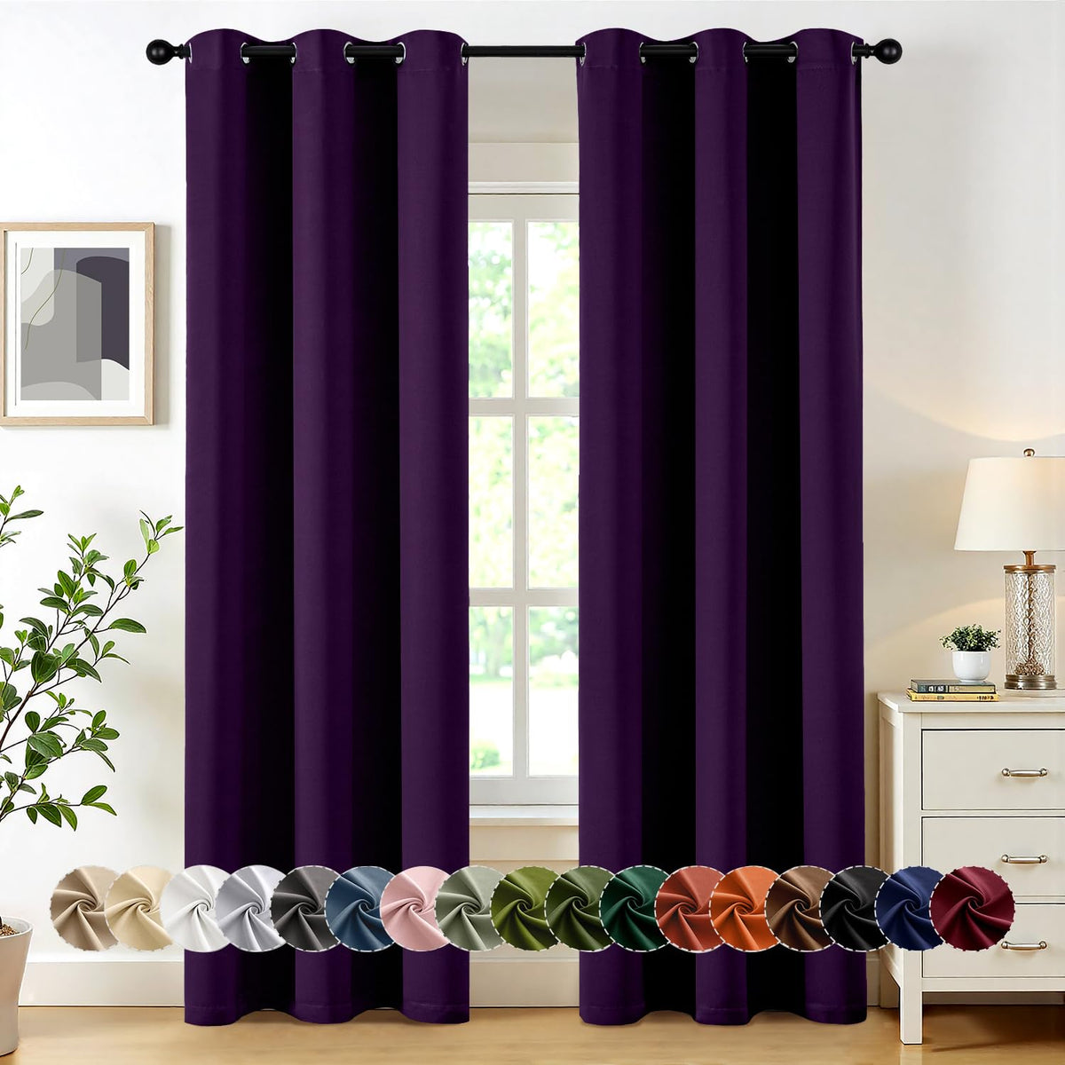 MIULEE Blackout Curtains for Bedroom 2 Panels 40 x 63 Inch Long Dark Grey