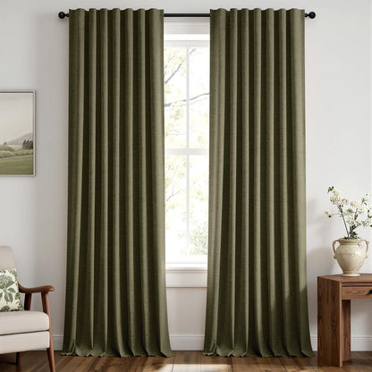 MIULEE 100% Blackout Linen Curtains for Bedroom 42 x 84 Inch Ivory 2 Panels