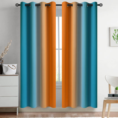 Yakamok Ombre Curtains Blue and Greyish White for Living Room,52Wx84L