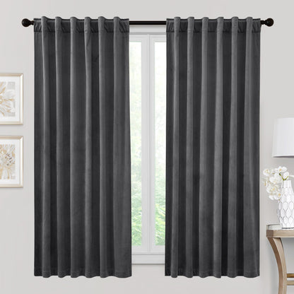 RYB HOME Blue Velvet Blackout Curtains for 84 inches Bedroom Living Room