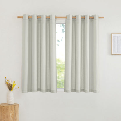 NICETOWN Natural Linen Curtains 84 inch Long 2 Panels Set, Grommet Top Thick Linen Burlap Semi Sheer Vertical Drapes Privacy Assured with Light Filtering for Bedroom/Living Room, W55 x L84