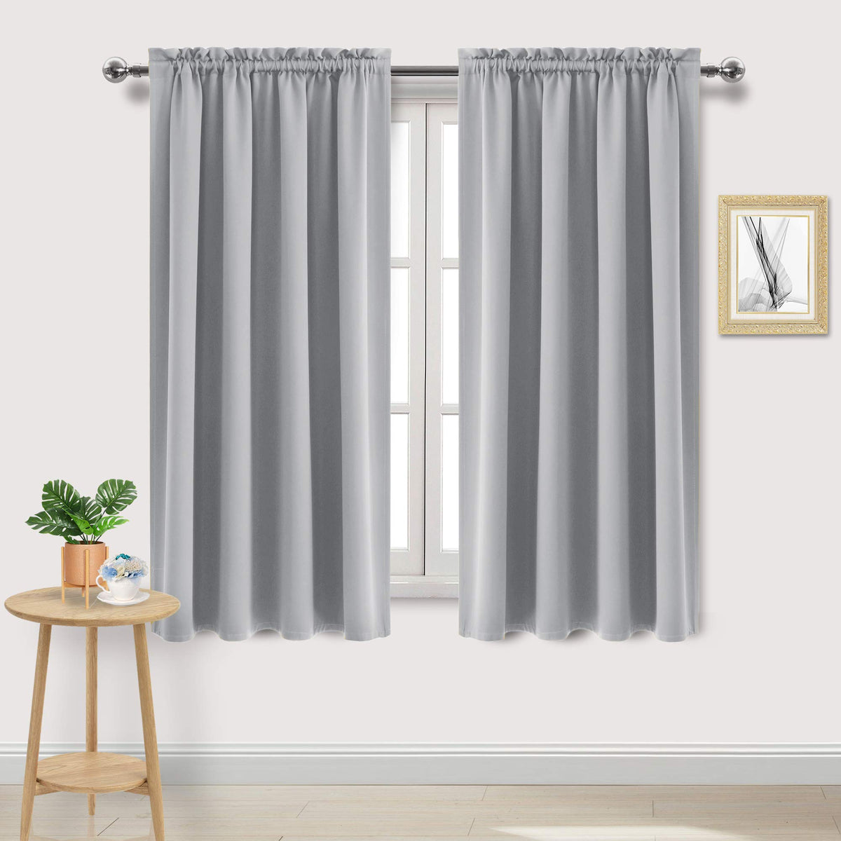 DWCN Blackout Curtains for Bedroom Living Room 42 x 63 Inch Long Black