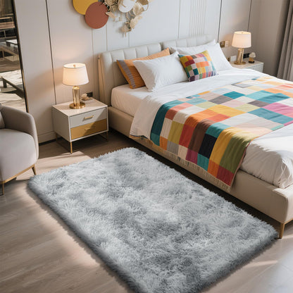 8x10 Fluffy Area Rugs for Living Room,Black Large Shag Area Rug for Bedroom