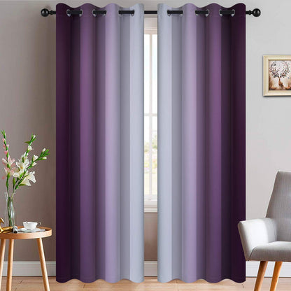 Yakamok Ombre Curtains Blue and Greyish White for Living Room,52Wx84L