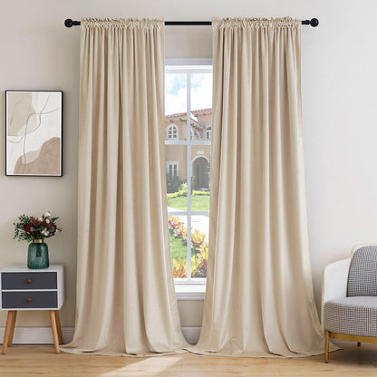MIULEE Dusty Rose Pink Velvet Room Darkening Curtains for Bedroom W52 x L84