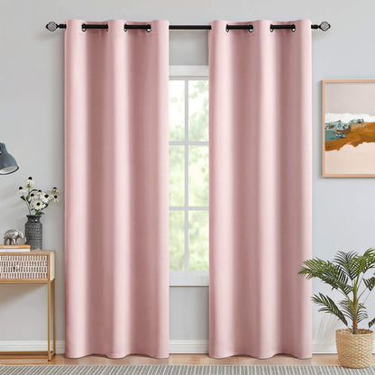 MIULEE Light Pink Blackout Bedroom Curtains Drapes 84 Inch Long 52"x84"