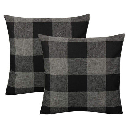 VAKADO Outdoor Plaid Throw Pillow Covers 18x18 Set of 2, Black & White