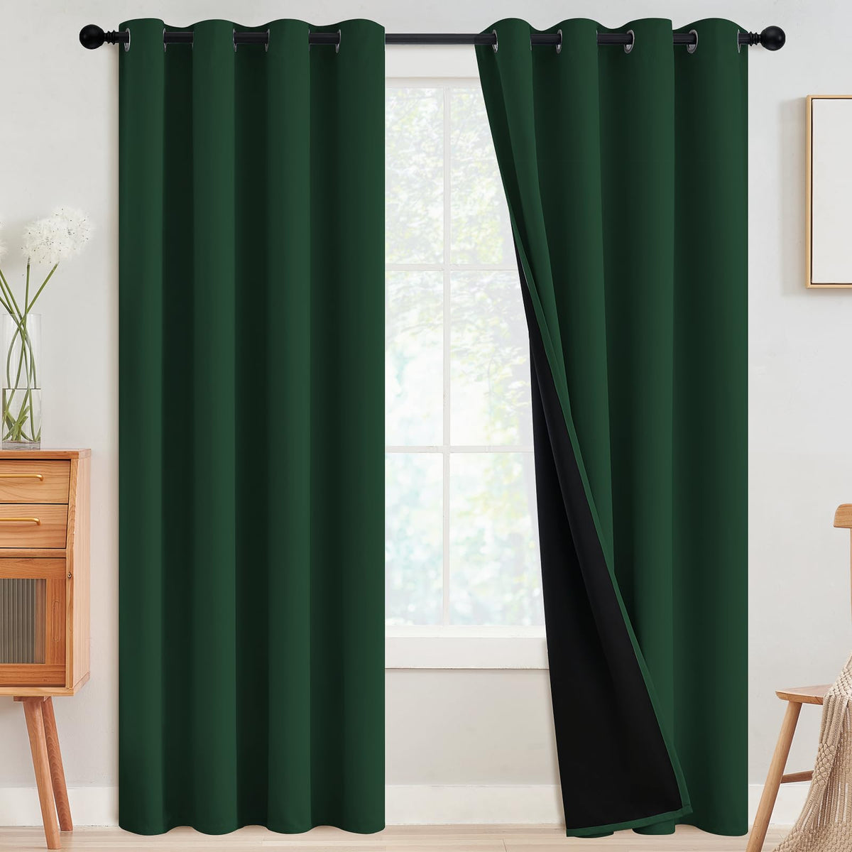 SimpleHome Cream 100% Blackout Curtains Room Darkening Living Room 84 Inch