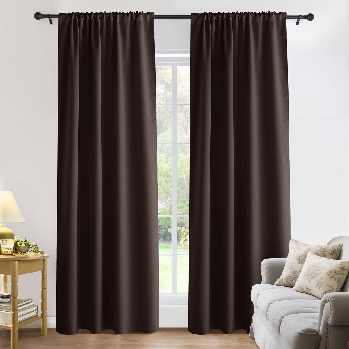 PONY DANCE Black Out Curtains 72 inch Long, Black, 2 Panels