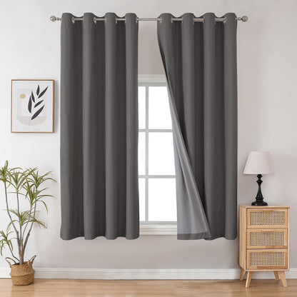 Joydeco Blackout Curtains for Bedroom 84 Inch - Black Out Curtains with Grommets Thermal Insulated Room Darkening Light Blocking, Noise Reducing & Wrinkle-Free Drapes for Living Room Windows, 2 Panels