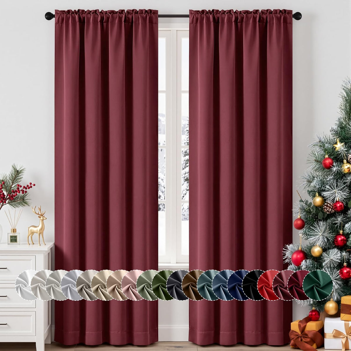 MIULEE Stone Blue Blackout Curtains for Bedroom Living Room 40"x63" 2 Panel