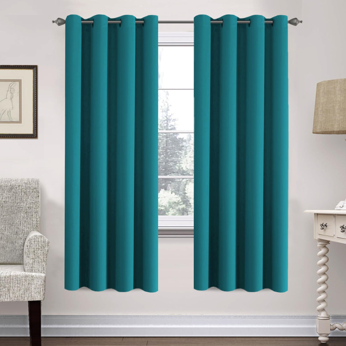 H.VERSAILTEX Blackout Curtains for Bedroom Thermal Insulated Room Darkening Living Room Curtains 63 Inch Long Grommet Privacy Protection Window Curtain Panels/Drapes for Nursery,2 Panels,Ivory/Cream