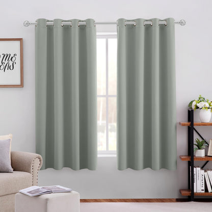 HOMEIDEAS Blackout Curtains for Bedroom 52 X 84 Inch Long 2 Panels Set Light Grey/Gray Room Darkening Curtains/Drapes, Soundproof Thermal Grommet Window Curtains for Living Room