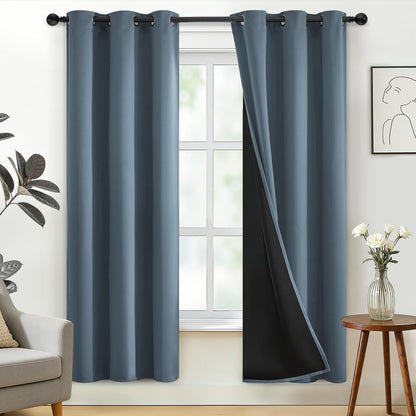 SimpleHome Cream 100% Blackout Curtains Room Darkening Living Room 84 Inch