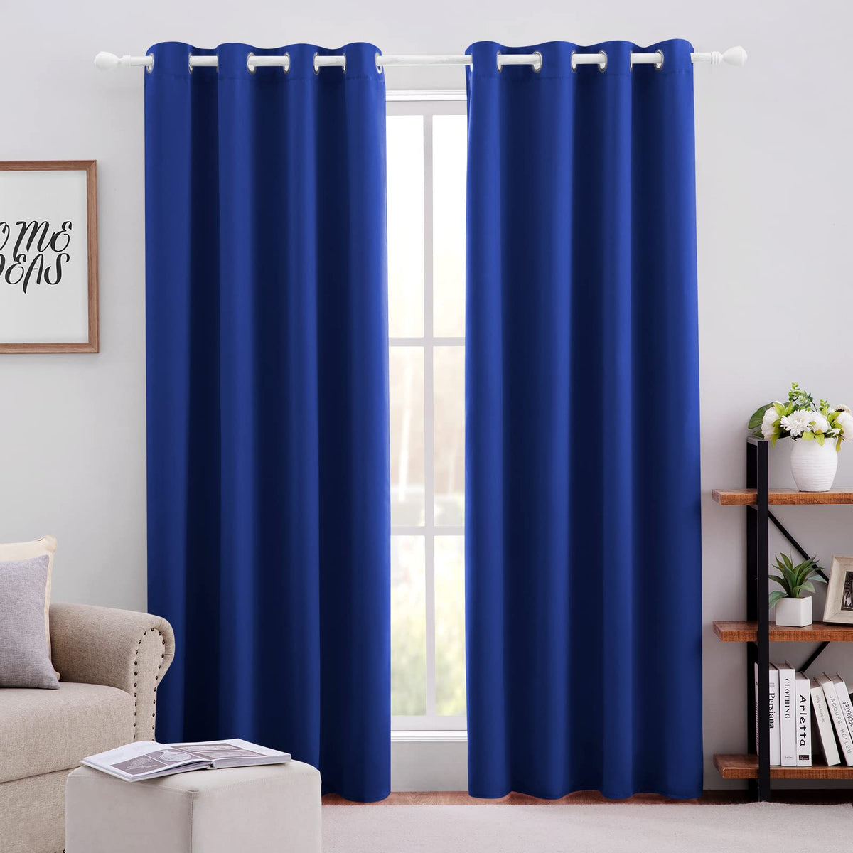 HOMEIDEAS Blackout Curtains for Bedroom 52 X 84 Inch Long 2 Panels Set Light Grey/Gray Room Darkening Curtains/Drapes, Soundproof Thermal Grommet Window Curtains for Living Room