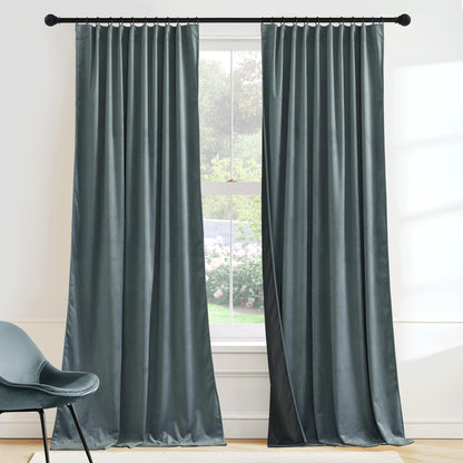 RYB HOME Sage Green Velvet Curtains 84 inches for Bedroom Living Room