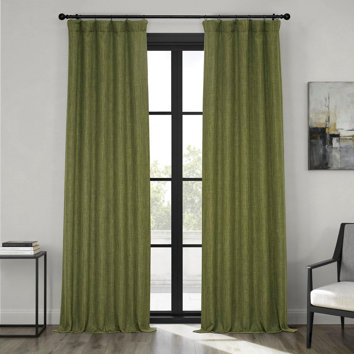 Faux Linen Curtains for Living Room (1 Panel) - 50W X 108L, Birch Taupe