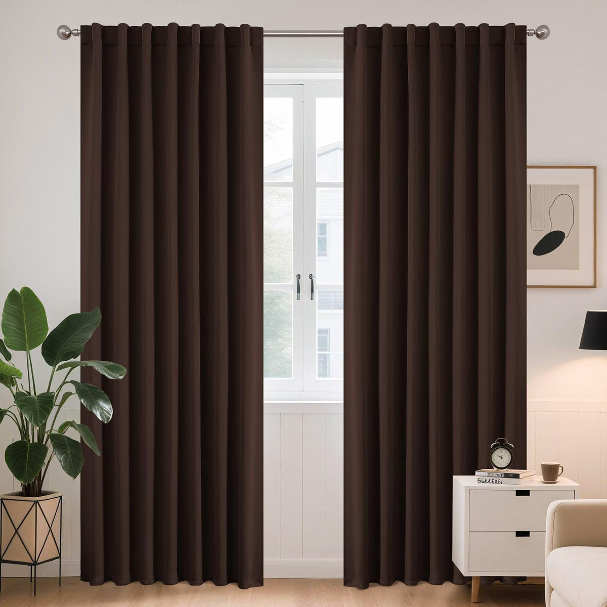 Joydeco Blackout Curtains for Bedroom, Black out curtains 96 inch long 2 Panels, Long Black Drapes with Rod Pocket Back Tab, Room Darkening Noise Reducing & Wrinkle-Free Drapes for Living Room Windows