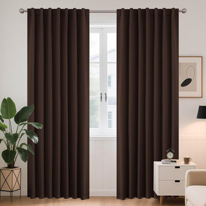 Joydeco Blackout Curtains for Bedroom, Black out curtains 96 inch long 2 Panels, Long Black Drapes with Rod Pocket Back Tab, Room Darkening Noise Reducing & Wrinkle-Free Drapes for Living Room Windows