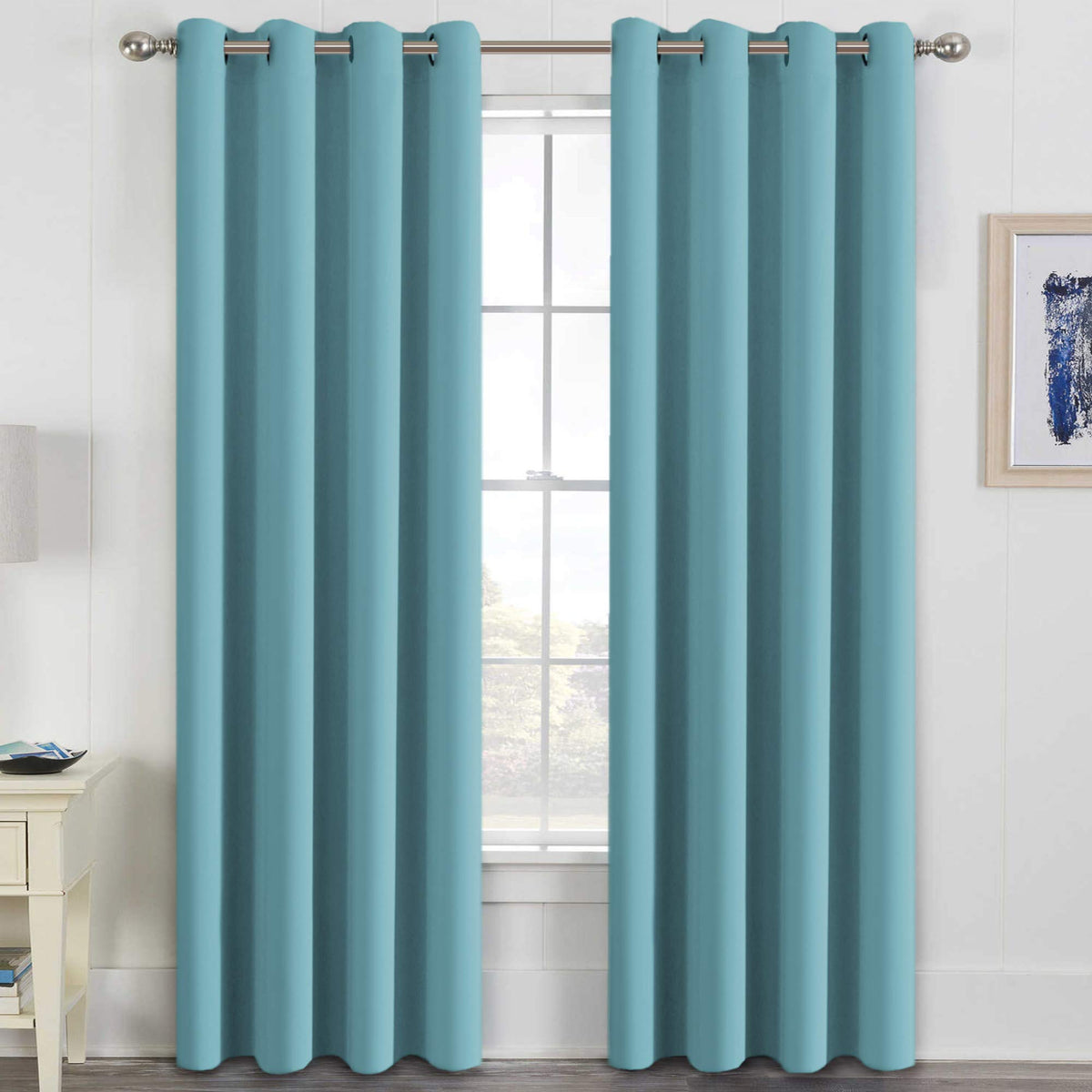 H.VERSAILTEX Blackout Curtains for Bedroom Thermal Insulated Room Darkening Living Room Curtains 63 Inch Long Grommet Privacy Protection Window Curtain Panels/Drapes for Nursery,2 Panels,Ivory/Cream