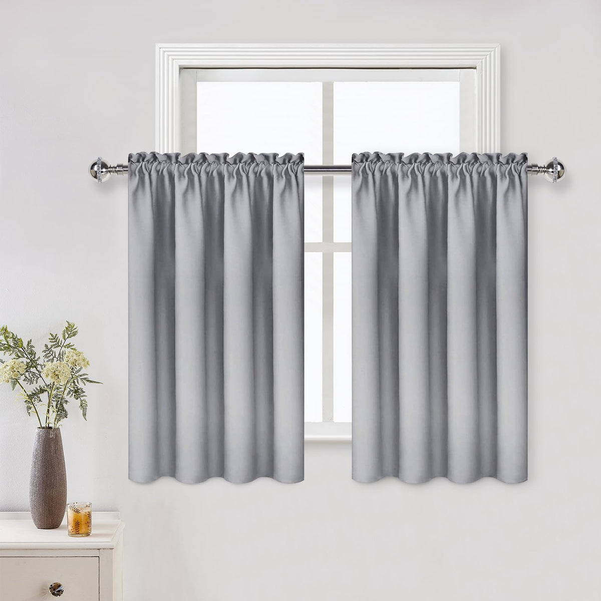 DWCN Blackout Curtains for Bedroom Living Room 42 x 63 Inch Long Black