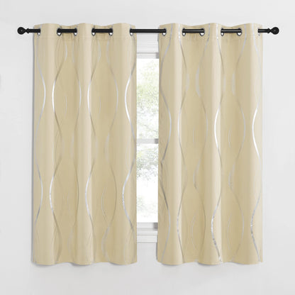 NICETOWN Grey Blackout Striped Pattern Curtains for Living Room, 52 x 84