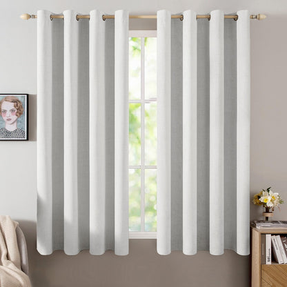MIULEE 100% Blackout Linen Curtains for Bedroom 52x84 Inches Natural Beige