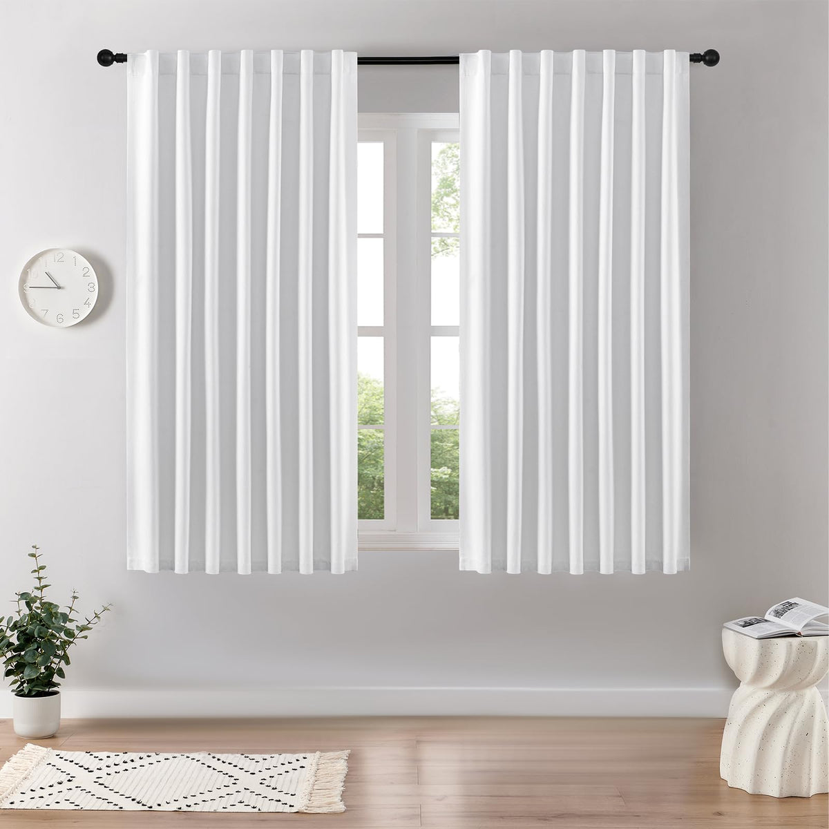 Joydeco Blackout Curtains for Bedroom, Black out curtains 96 inch long 2 Panels, Long Black Drapes with Rod Pocket Back Tab, Room Darkening Noise Reducing & Wrinkle-Free Drapes for Living Room Windows