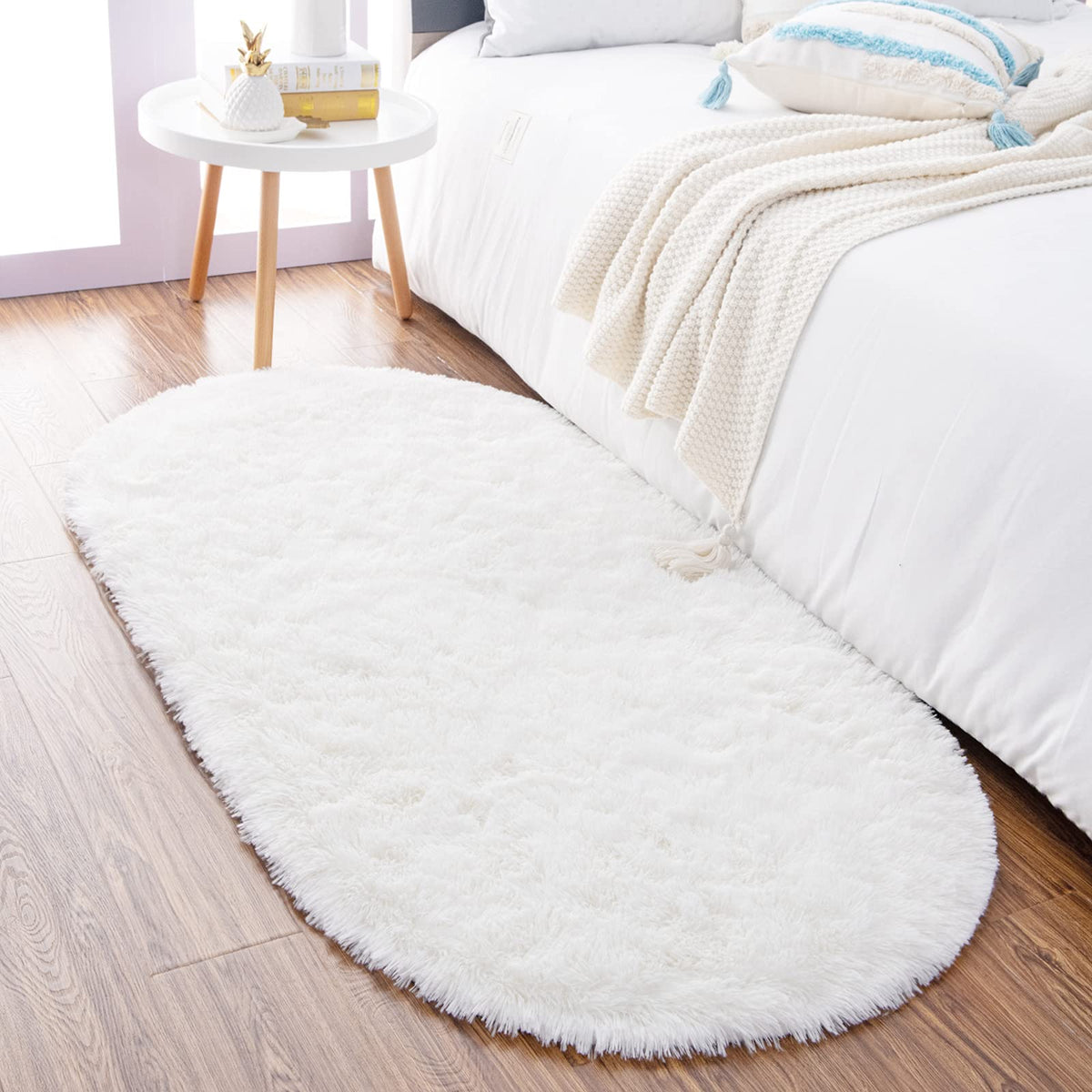 Noahas 2x6 Black Fluffy Soft Runner Rug Non-Slip for Bedroom Dorm Hallway